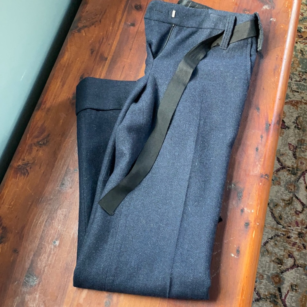 Cuffed dress pants with sash belt